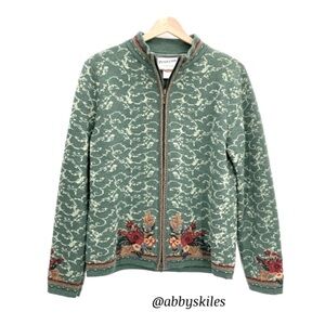 Pendleton Cardigan Sweater Vintage 80’s Romantic Rose Embroidered Women’s Medium